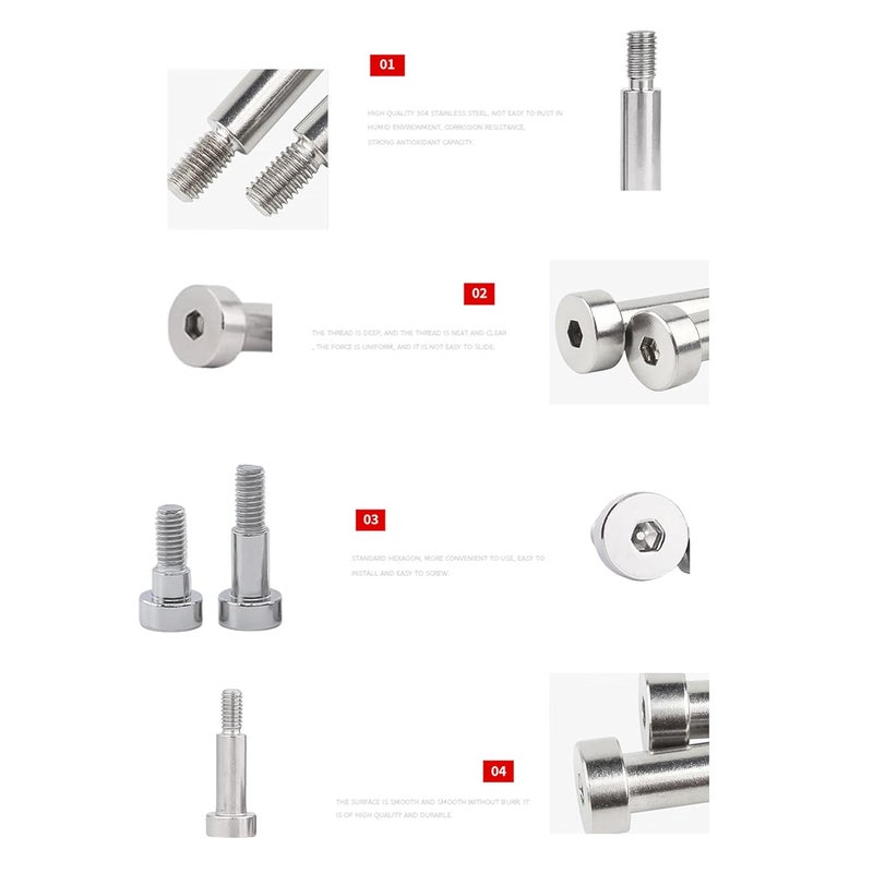 SCXCLY 30pcs Hex Socket Shoulder Bolt, 6mm x M5 x 15mm Hex Socket Shoulder Bolt, 304 Stainless Steel (Silvery) - Image 3